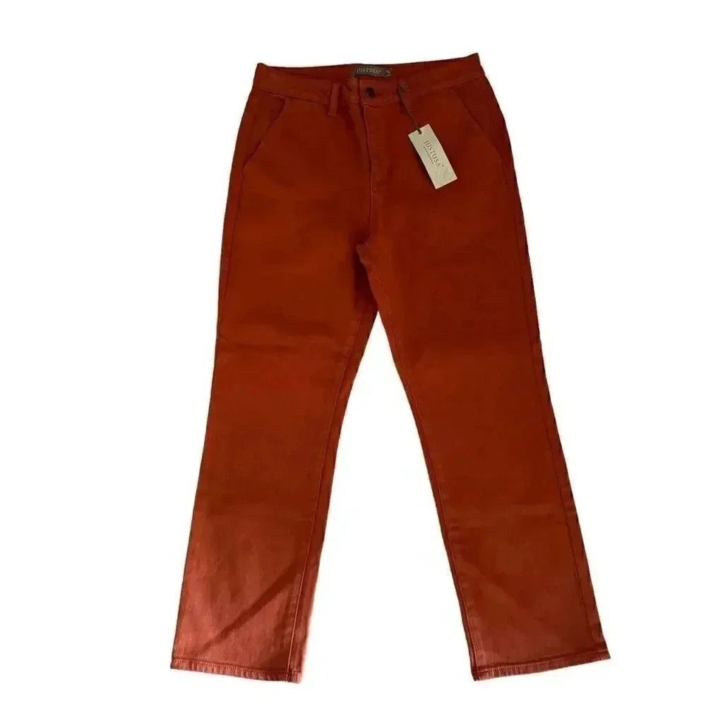 Just USA Rust Straight Leg High Rise Pockets Bohemian Slim Sz 8/ 29 #1885